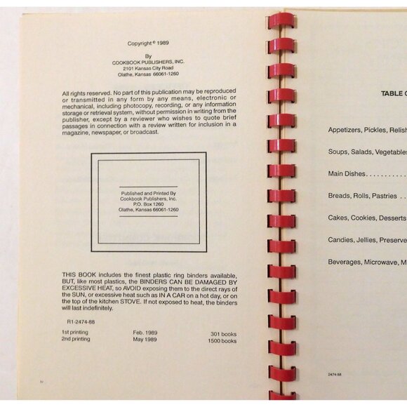 Vintage 1989 Treasured Recipes Cookbook From Allen Senior Citizens PB Spiral - Picture 3 of 7